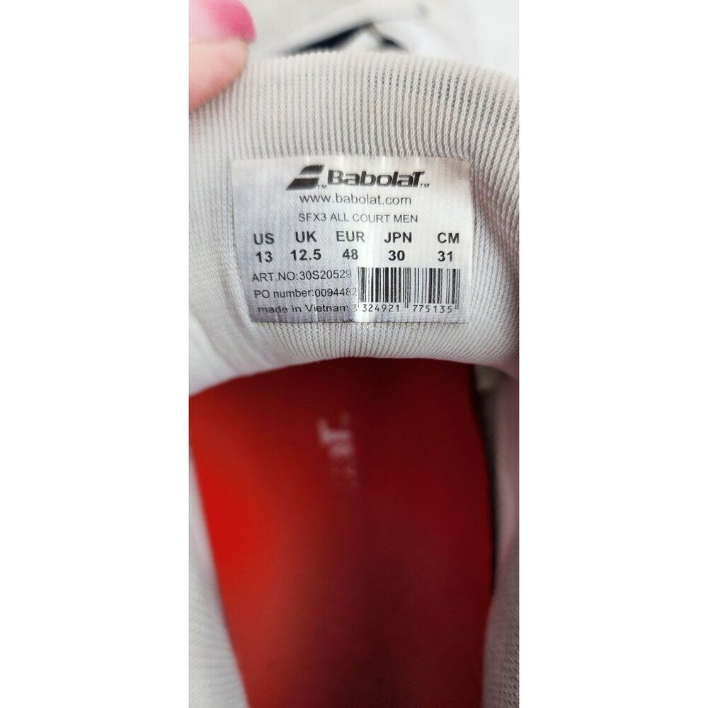 Babolat Size 13 Men's SFX3 All Court Sneakers - Picture 8 of 9